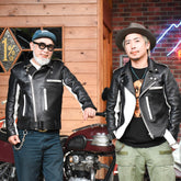 May club x Knuckle 13th limited 2-tone leather jacket